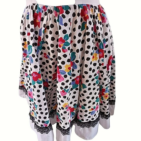 Vintage Square Dancing Dress Swing Polka Dot Floral  Handmade Size 12 - Picture 3 of 10